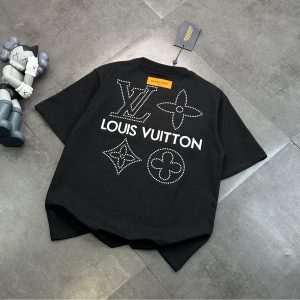 Embroidered diamond couple T-shirt - XS, Black