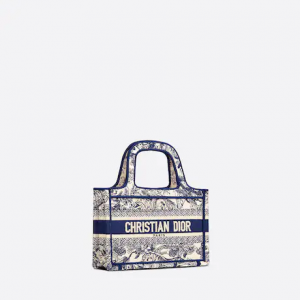 Mini Dior Book Tote Blue Toile De  (22.5 X 15 X 6 Cm)