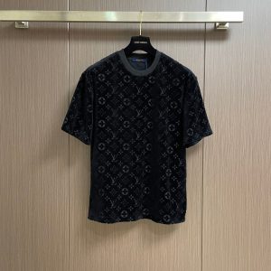 Towel flocking monogram jacquard short-sleeved T-shirt - Black, S