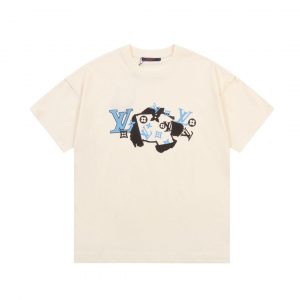 Irregular pattern printed T-shirt - M, Khaki