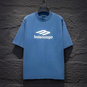 Washed Distressed Printed T-shirt - L, Blue