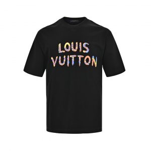 Hand-painted funny print T-shirt - L, Black