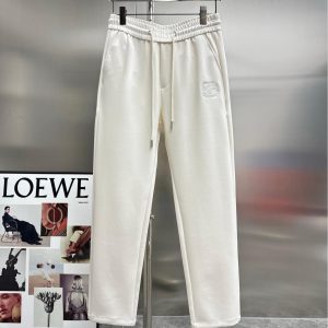 Embroidered Logo Casual Pants - XL, White