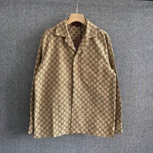 Linen Print Blend Shirt - M, Khaki