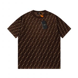 New Jacquard Casual T-shirt - M, Coffee