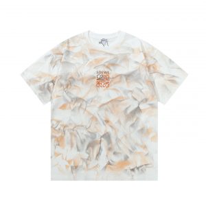 Hand-painted letter embroidery T-shirt - M, Apricot