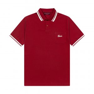 New Spring Lapel Polo Shirt - M, Wine red