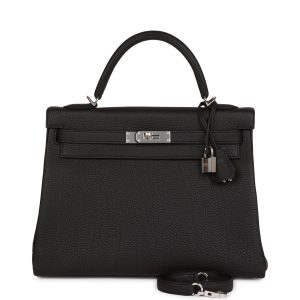 Hermes Kelly Retourne 32Cm Black Togo Palladium Hardware