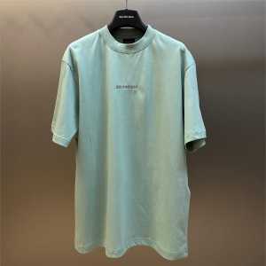 Mint green embroidered short-sleeved T-shirt - L