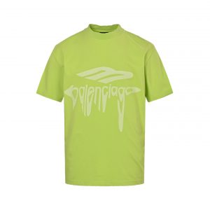 Melting Letters Print Short Sleeve T-Shirt - S, Green
