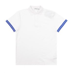 Horse print POLO shirt with webbing cuffs - L, White