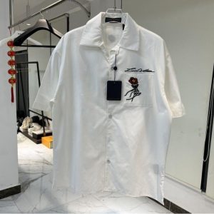 Rose Embroidered Short-sleeved Shirt