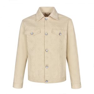 All over printed embossed jacket - M, Khaki