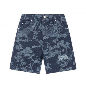 Floral embroidered denim shorts - S