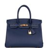Hermes Birkin 35 Bleu Saphir Epsom Gold Hardware