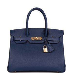 Hermes Birkin 35 Bleu Saphir Epsom Gold Hardware