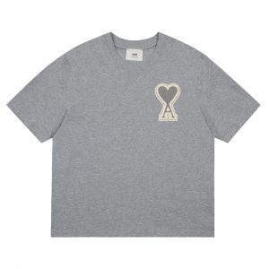 2024ss autumn love embroidered T-shirt - L, Grey
