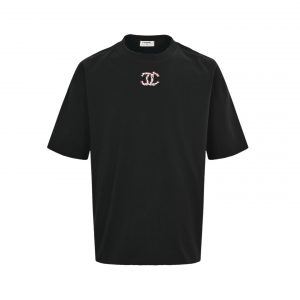 Snowflake embroidered T-shirt - XL, Black