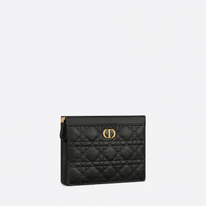 Dior Caro Zipped Pouch With Chain Black