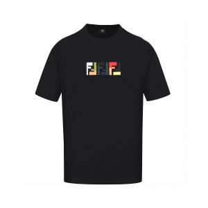 Colorful embroidered lettering T-shirt - S, Black