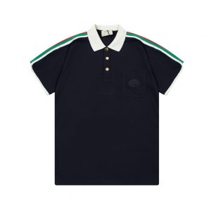 Pocket embroidery colorblock polo shirt - S, Black