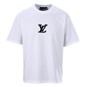 Flocked print short-sleeved T-shirt - L, White