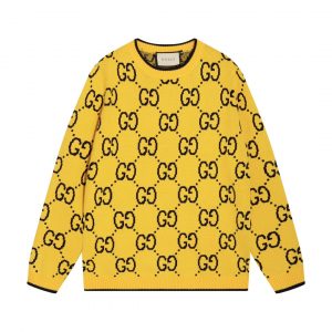 New Alphabet Jacquard Crew-Neck Sweater - L, Yellow