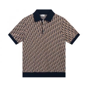 Jacquard Embroidered Knitted Polo Shirt - XS, Black