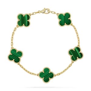 [Lucas Jewelry]CLOVER 5 MOTIFS MALACHITE BRACELET