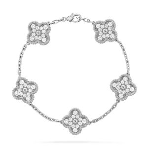 [Lucas Jewelry]CLOVER 5 MOTIFS  DIAMOND BRACELET SILVER