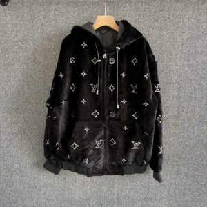 Men's Blended Plush Hooded Jacket - XL, Black