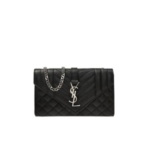 Saint Laurent Envelope Small Bag In Mix Matelasse Grain De Poudre Embossed Black Gold 21Cm 600195Bow911000