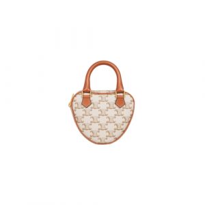 Celine Medium Heart Bag In Logo Print Calfskin White 198222Bzj01Bc
