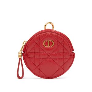 Dior Detachable Dior Caro Coin Purse In Red