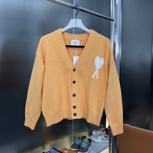 New White Big Heart Knitted Cardigan Sweater - L, Gray