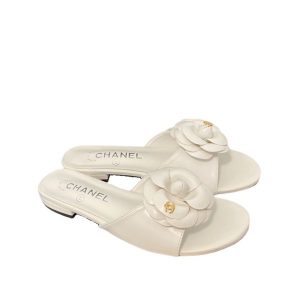 Chanel Camellia Slides White - 41 Eu 10 Us 26 Cm 10 2 In