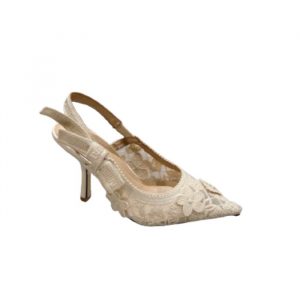 Dior Cd J'Adior Slingback Pump White Flower Embroidered - 40 Eu 9 Us 25 5 Cm 10 In