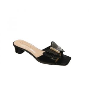 Dior Tale Mule Black Supple Calfskin And White Resin Pearls - 37 Eu 6 Us 24 Cm 9 4 In