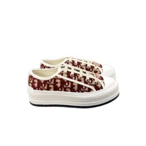 Dior Walk'N'Dior Platform Sneaker Burgundy Stone Dior Oblique Embroidered Cotton - 40 Eu 9 Us 25 5 Cm 10 In 2