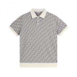 Jacquard Embroidered Knitted Polo Shirt - S, White