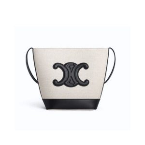 Celine Triomphe Bucket Bag White 22Cm