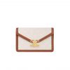 Celine Wallet On Chain Margo In Textile Triomphe And Calfskin Natural Tan 20Cm 10L462Fe2 02Nt