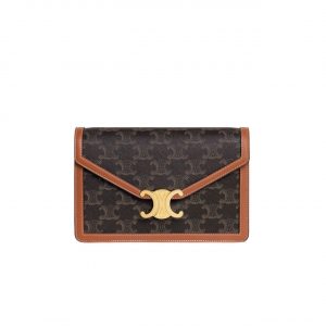 Celine Wallet On Chain Margo In Triomphe Canvas And Calfskin Tan 20Cm 10L462Dqb 04Lu