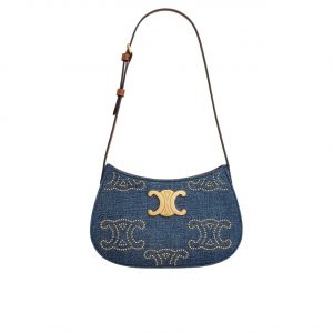 Celine Medium Tilly Bag With Triomphe Studs And Calfskin Denim 22Cm