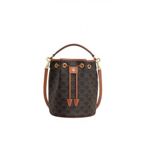 Celine Clara Triomphe Canvas Calfskin Brown 23Cm
