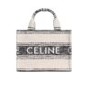 Celine Small Cabas Thais In Striped Textile With Celine Jacquard White 25Cm 199162Erp01Wb