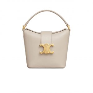 Celine Mini Bucket Triomphe In Smooth Calfskin White 17Cm