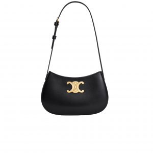 Celine Medium Tilly Bag In Shiny Calfskin Black 21Cm 115703Bf4 38No