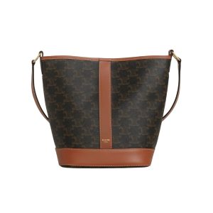 Celine Small Bucket In Triomphe Canvas And Calfskin Tan 20Cm 191442Cas04Lu