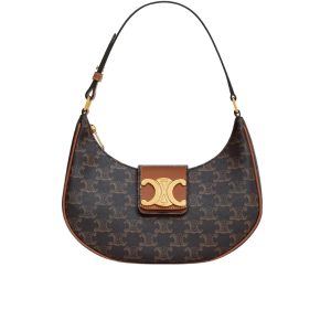 Celine Ava Triomphe Soft Bag In Triomphe Canvas And Calfskin Tan 25Cm